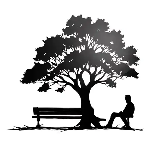 Tree Of Life With A Man On A Park Bench