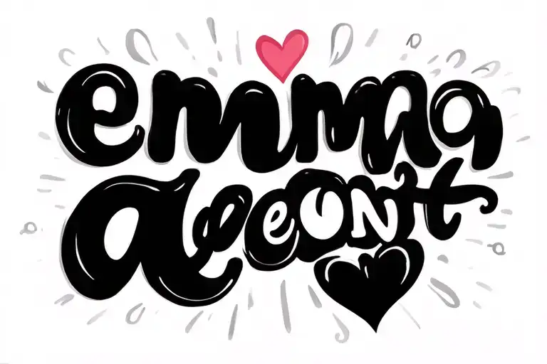 Bubble Font And Cursive Saying Emma With A Heart And The Letters Arent Filled In