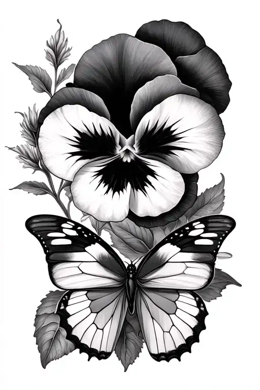 Pansy And Butterfly