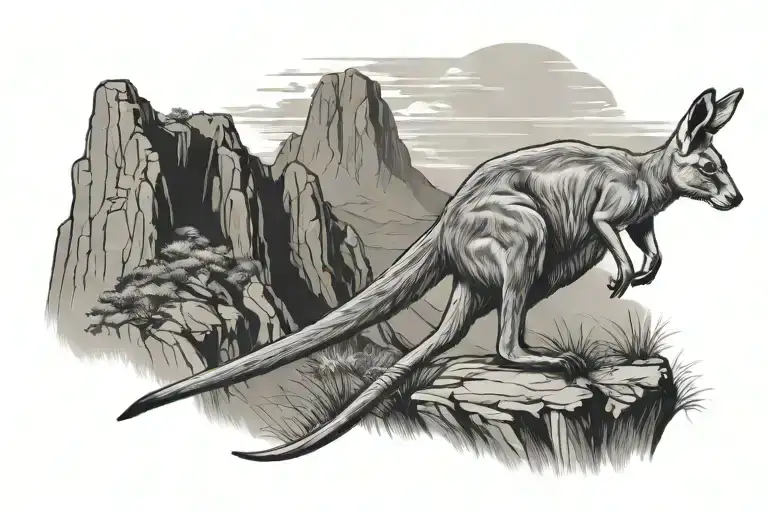 Kangaroo Standing On A Cliff