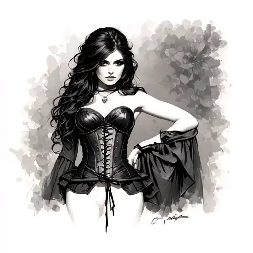 A Tied Up Woman With Leather Corset