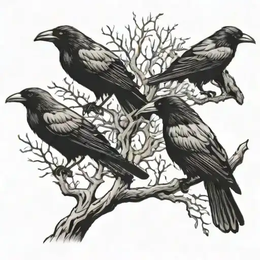 Crows With Tree Behind Them