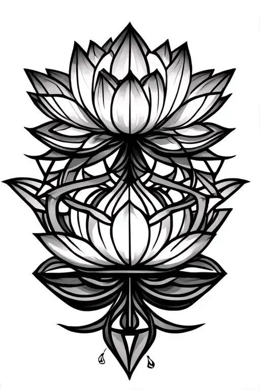 Lotus And Libra Symbol Intertwined Geometric Design Incorporating
