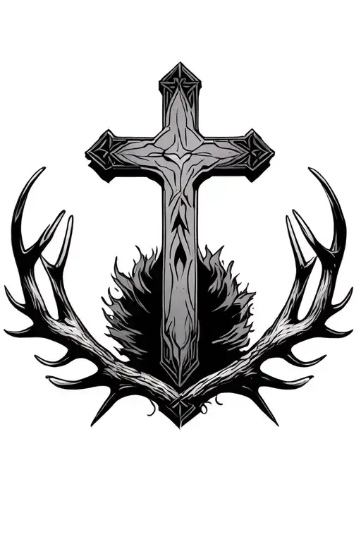 Cross And Antlers Surrounded