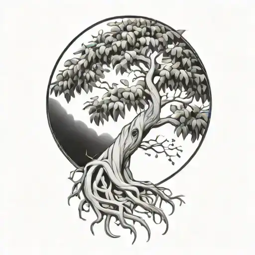 Half Sleeve Morton Bay Fig Tree With Roots