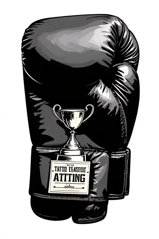 Boxing Glove With Trophy Tattoo Design