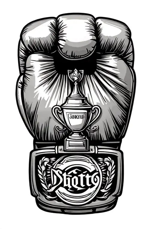 Boxing Glove With Trophy Tattoo Design