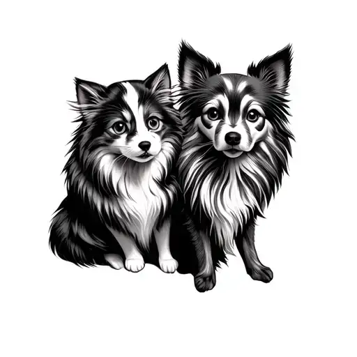 Stripped Cat And A Spitz Dog