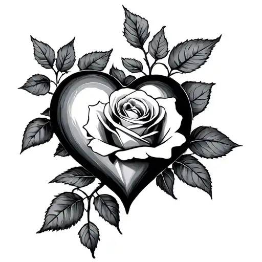 Heart And Rose Growing Together