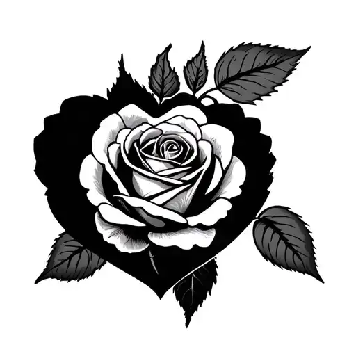 Heart And Rose Growing Together