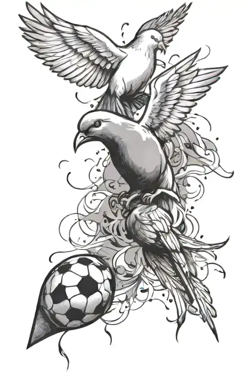 Football And Doves Flying And Lights