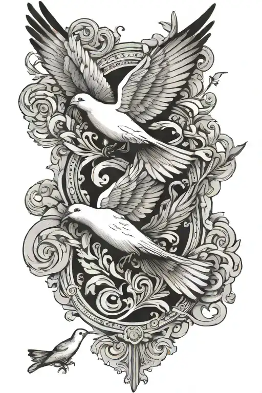 Doves Fly Up Towards