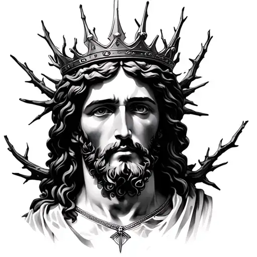 Jesus Christ Thorny Crown Looking