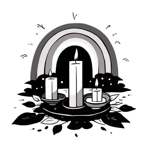 Rainbow With Candles Lit For Passed Loved Ones