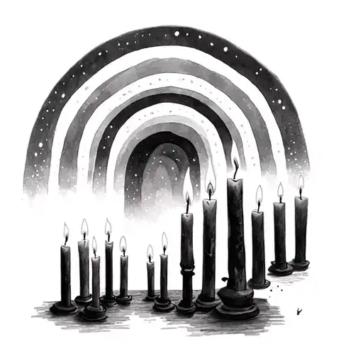 Rainbow With Candles Lit For Passed Loved Ones