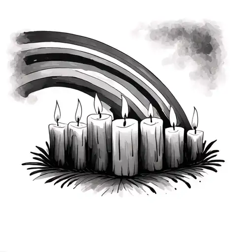 Rainbow With Candles Lit For Passed Grandma