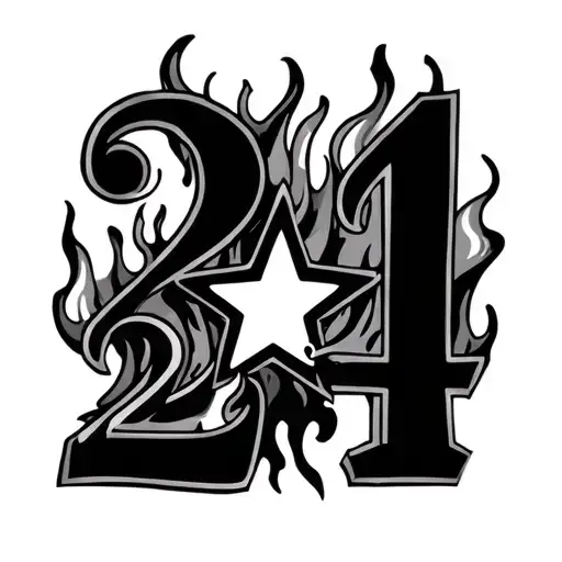 Star Into Numbers 214 With Fire Flames