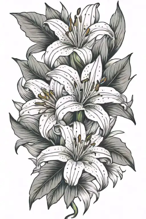 Lily Flowers With Green Leaves