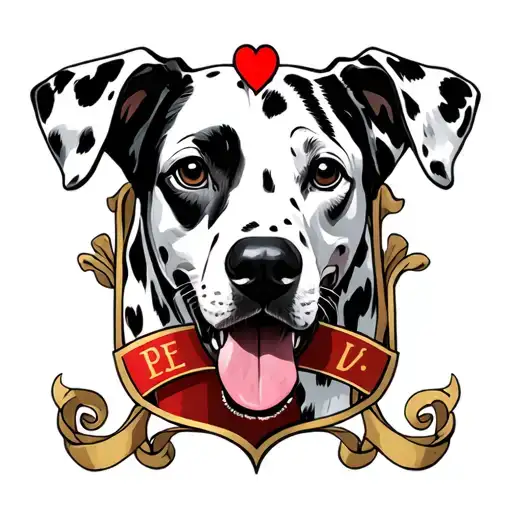 Dalmatian In Pointer Formation As A Family Crest