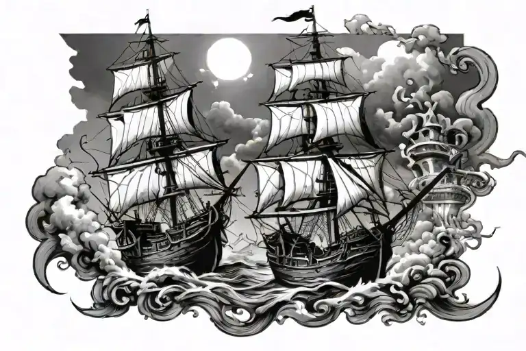 An Epic Pirate Sea Battle Scene