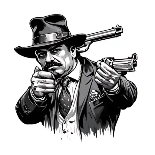 Mobster With Tommy Gun American Traditional