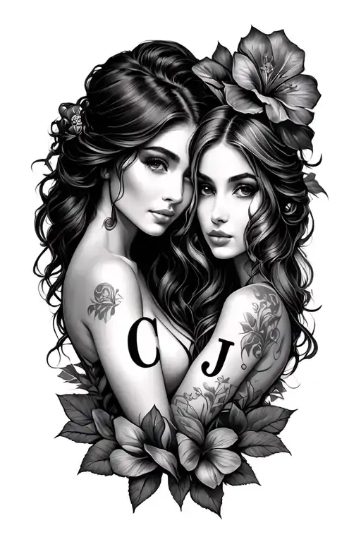 Two Peas In A Pod With Initials C And J Scott Campbell Female