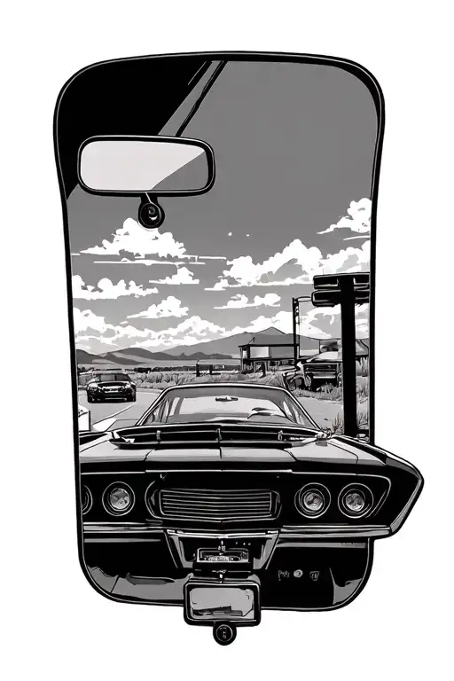 A Cars Rearview Mirror With A Western View With No Car In It