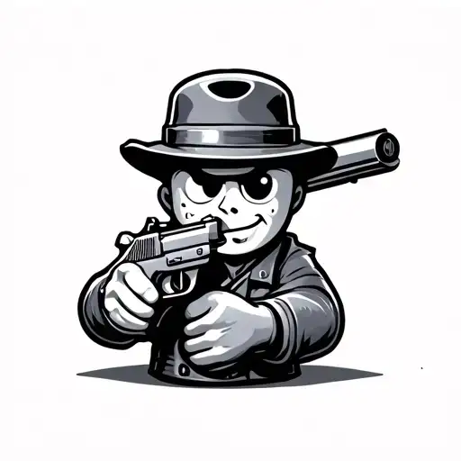 Cartoon Salt Shaker Holding A Gun