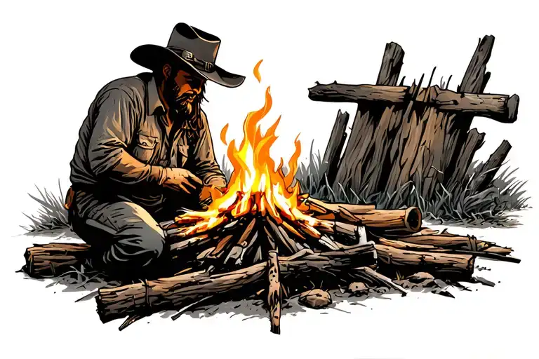 Cowboy By A Campfire