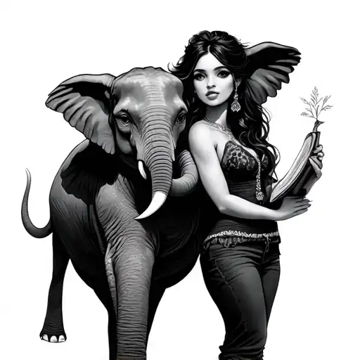 Libragirl And Elephant Holding