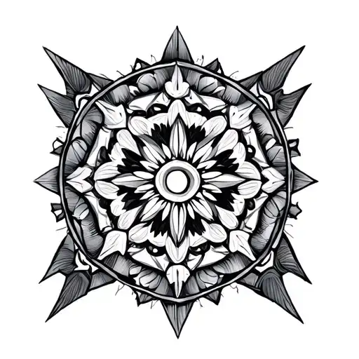 Geometric Mandala Design Incorporating Elements