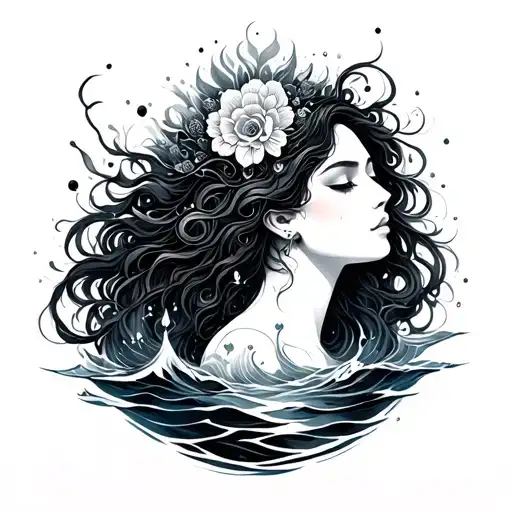 Goddess Energy Floating In Sea Minimal Details