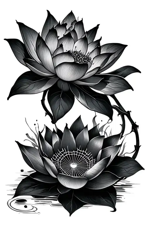 Lotus Flower And A Spider Web