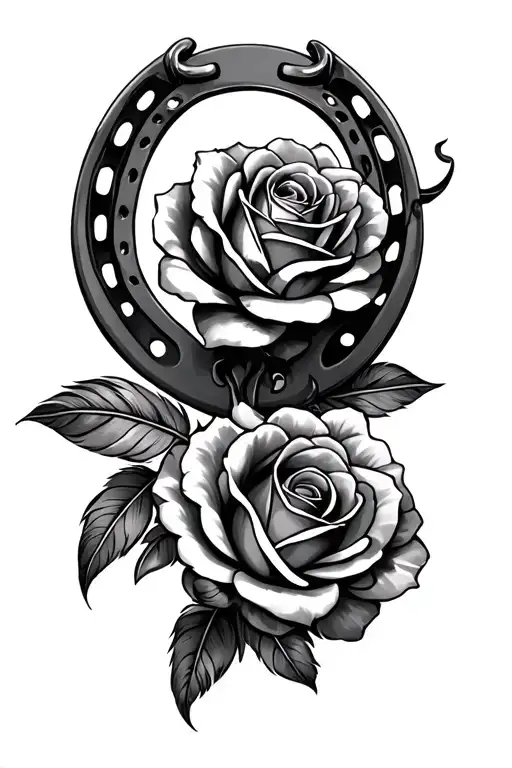 Horseshoe Roses Feathers