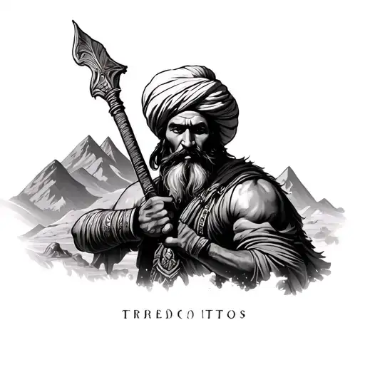 Sikh Warrior Symbolising The Strength Vigor Abd Desert Mountains