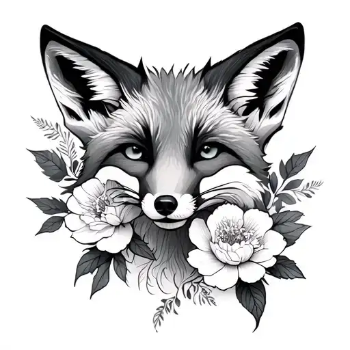 Fox And Peony Flowers
