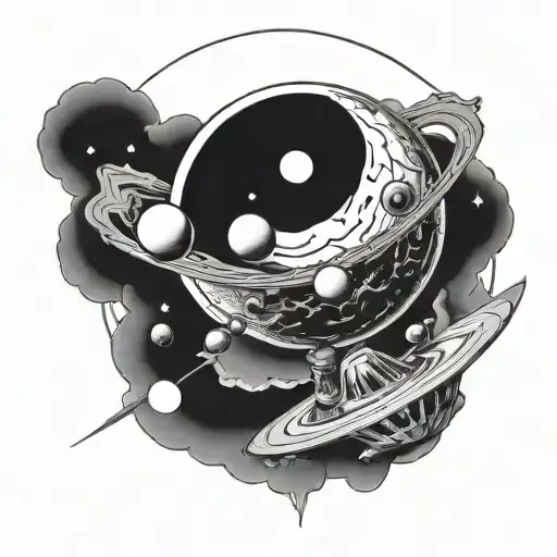 Moon And Saturn Planet