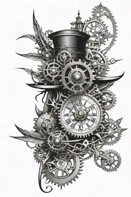 Steampunk Tattoo For Leg