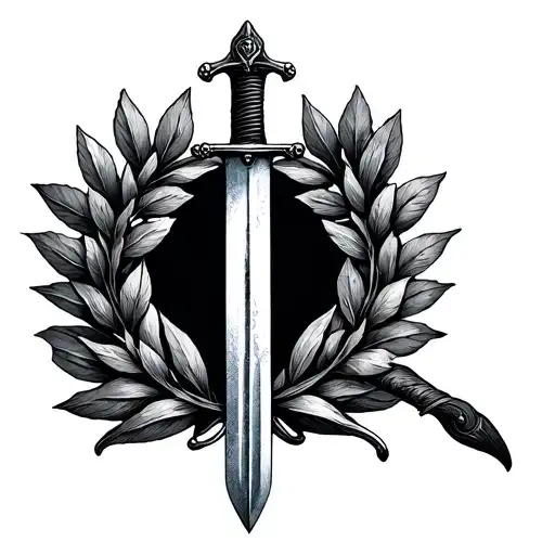 Laurel Wreath Sword Dotwork