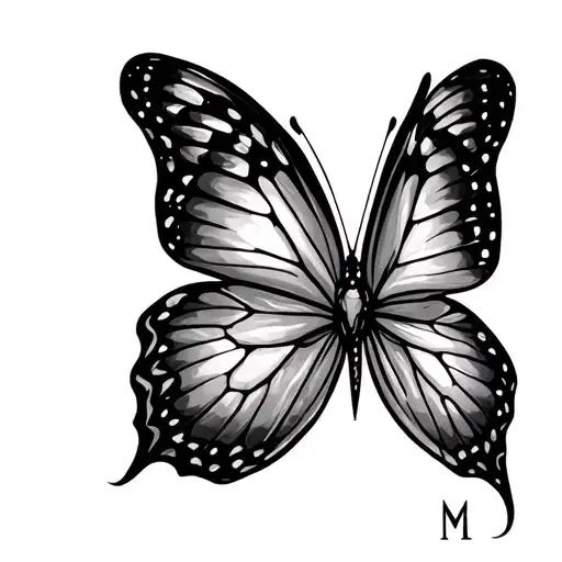 Butterfly With M In Cursive