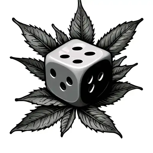 6 Sided Dice With Pot Leaves