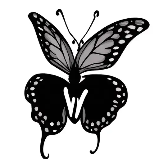 Butterfly With M In Cursive Outline