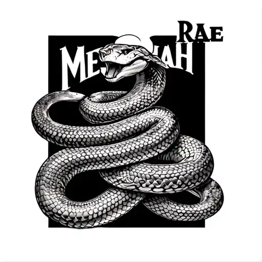 Arm Tattoo Of The Name Messiah Rae With A Snake Wrapped Around Bicep