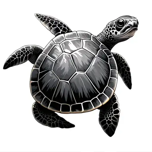 Baby Turtles Swimming Alongside