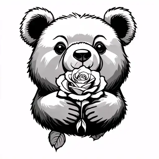 Bear Holding Roses