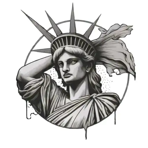 Statue Of Liberty Sexy Girl With Arm