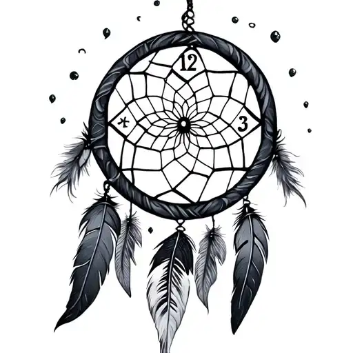 Dreamcatcher With Clock And Feathers