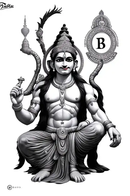 Hanuman Gada Futuristic With Letter B & T