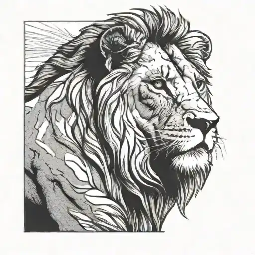 Lion In Africa Outlined