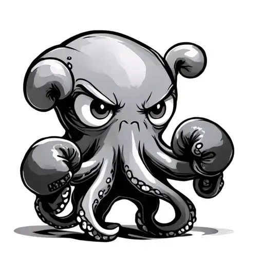 A Cute Octopus Wearing Boxing Gloves And Having A Cute Angry Face